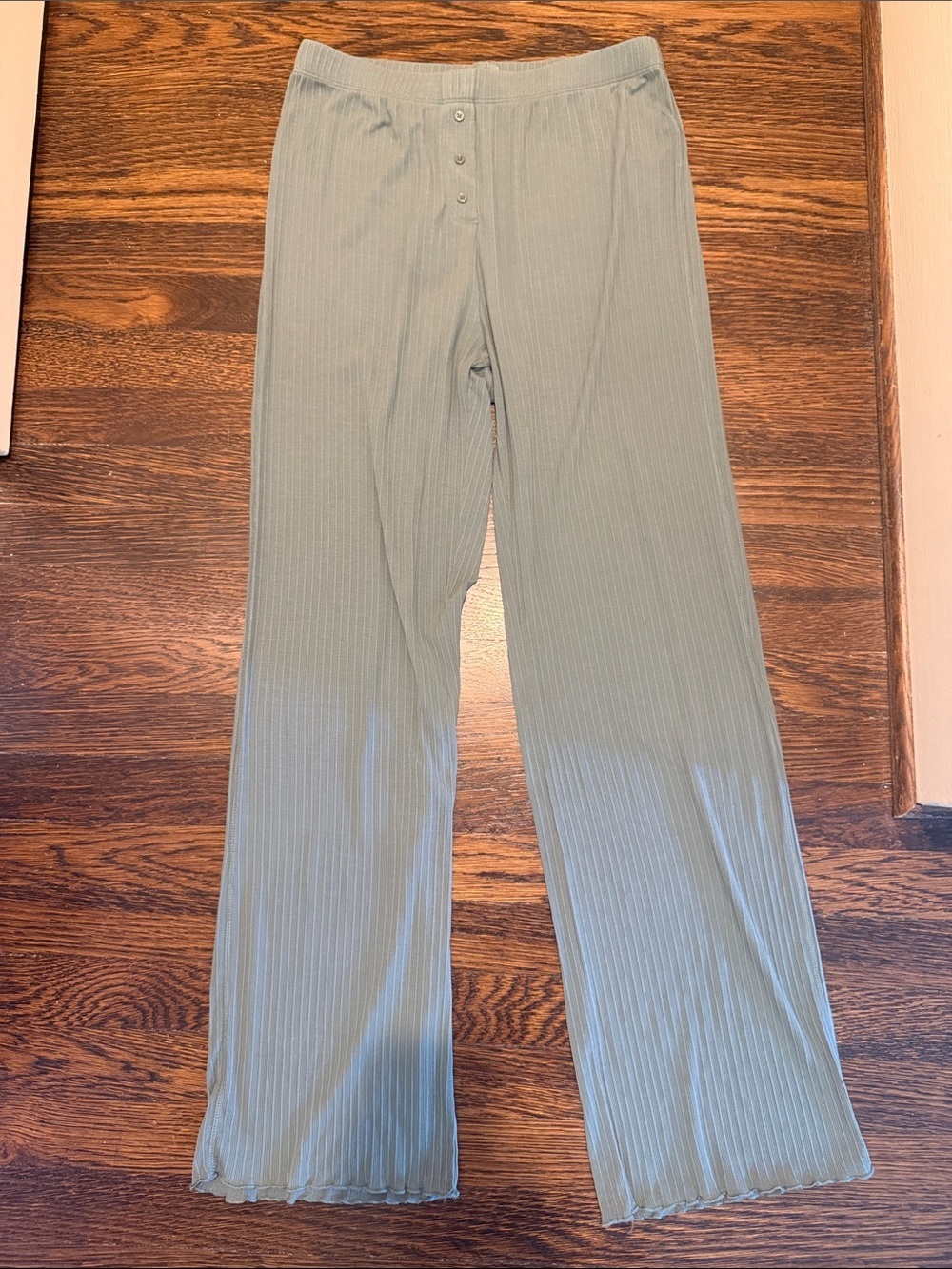 nuuds Agave/Olive Green Ribbed Tank Top and Lounge Pants Pajamas - Picture 6 of 15